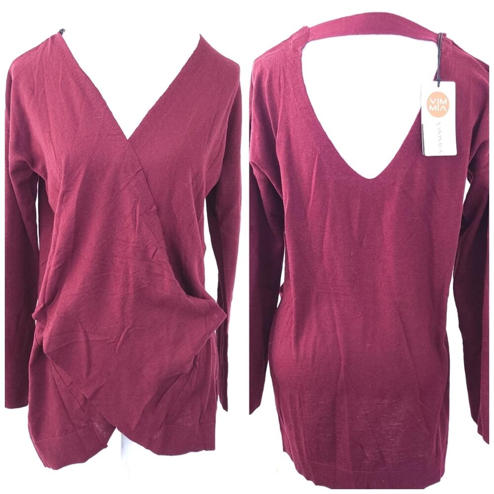 New Revolve Vimmia Lightweight Reversible Sweater Burgundy Large Yoga Activewear